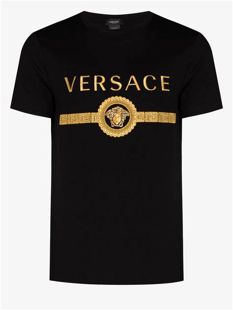 versace collection embroidered logo t shirt|Versace logo black.